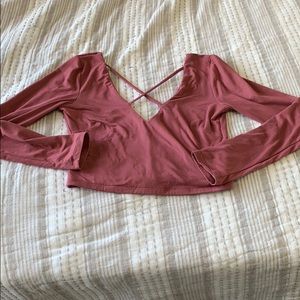 Long sleeve deep V crop top